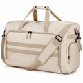 Borsa da viaggio 50 cm in tessuto sintetico beige con tracolla regolabile e tasche con zip