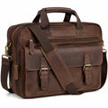 Borsa portadocumenti 42 x 12 x 32 cm in pelle marrone con tracolla regolabile