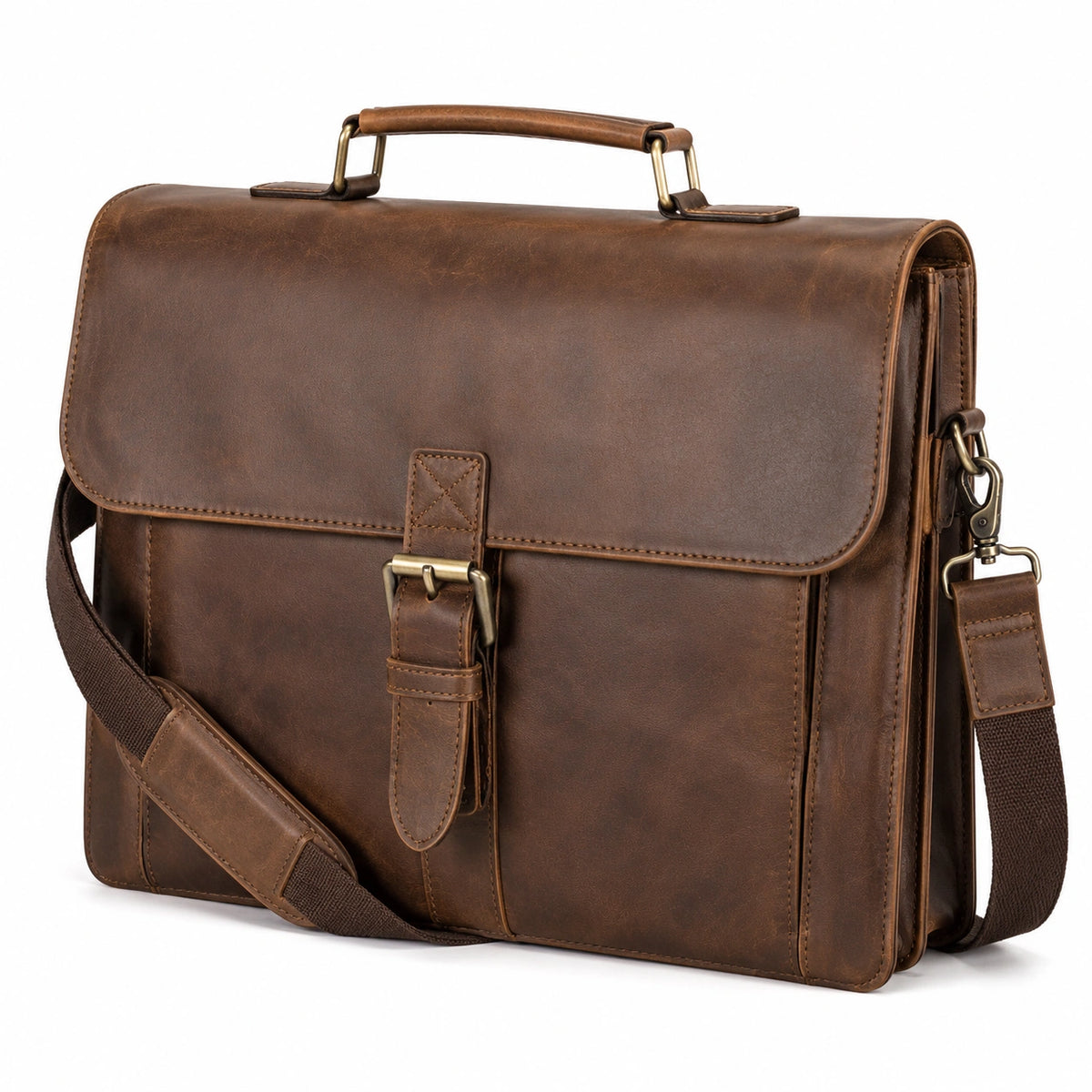 Borsa a tracolla porta documenti 38 x 10 x 30 cm in similpelle marrone stile vintage