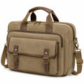 Borsa portadocumenti 42 cm in tela kaki con tracolla e tasche