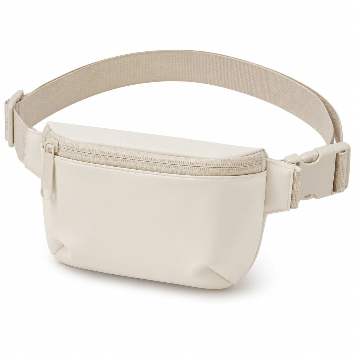 Marsupio 20 x 5 x 14 cm in similpelle beige con cintura regolabile stile minimal per uso quotidiano