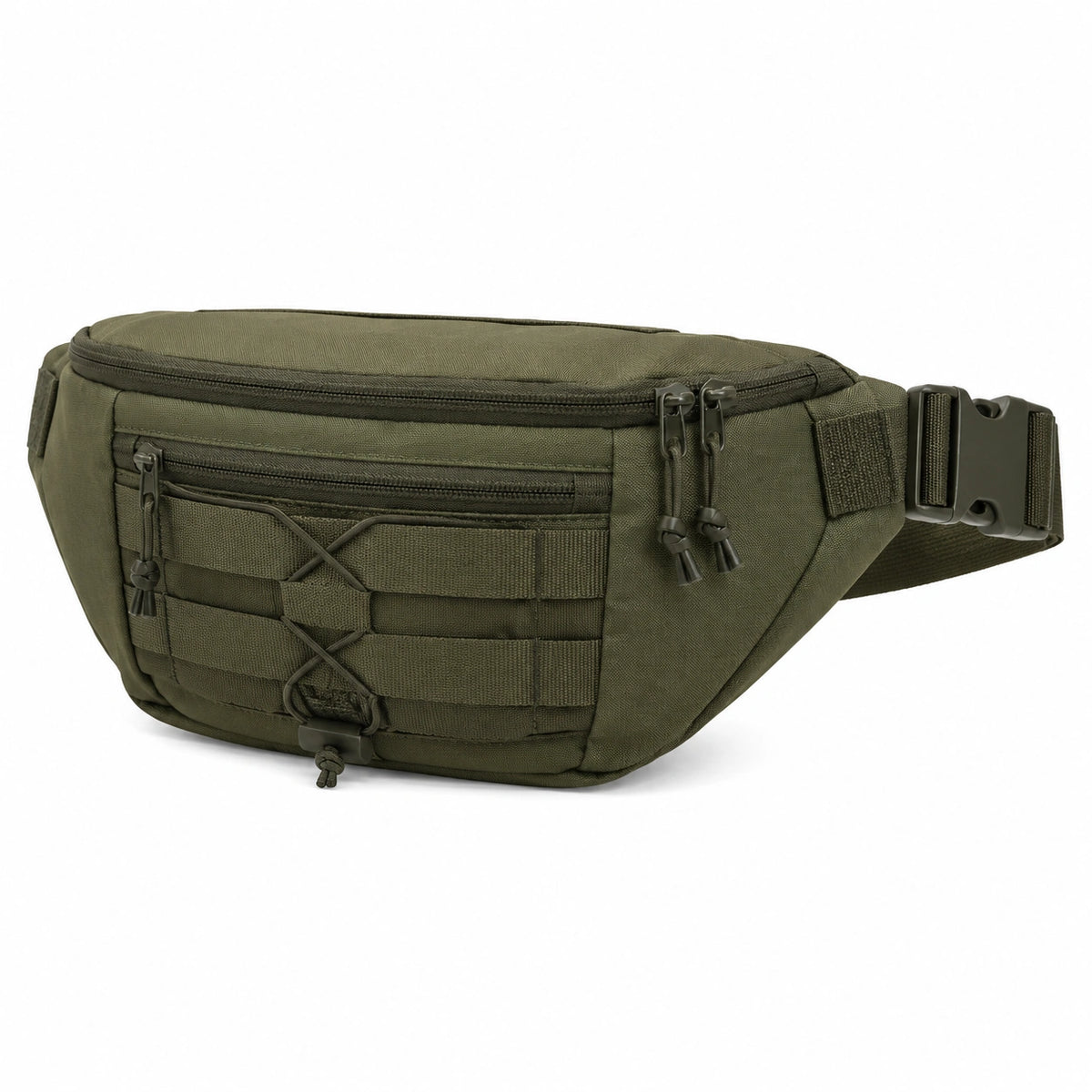 Marsupio 30 x 8 x 16 cm in tessuto sintetico verde oliva - tasche multiple stile tattico