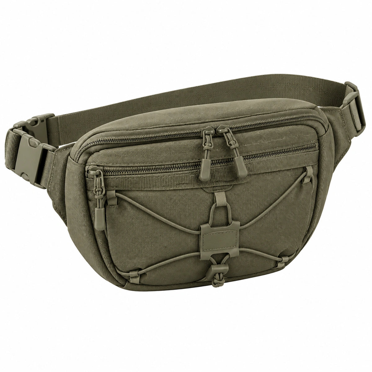 Marsupio 32 x 8 x 16 cm in tessuto verde oliva per attività all'aperto con tasche multiple