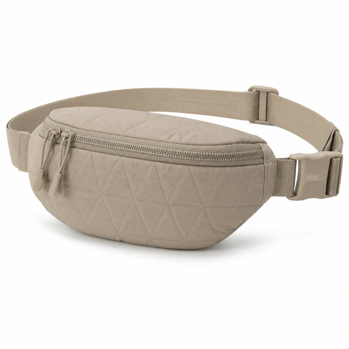 Marsupio taglia unica in tessuto beige trapuntato con cintura regolabile