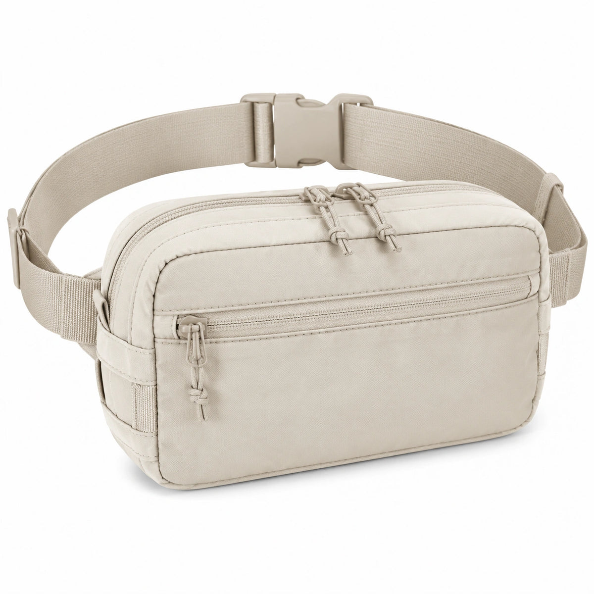 Marsupio 23 x 7 x 15 cm in tessuto sintetico beige con tasche con zip regolabile