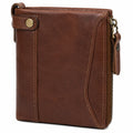 Portafoglio da uomo 12 x 10 x 3 cm in similpelle marrone con zip e cinturino da polso