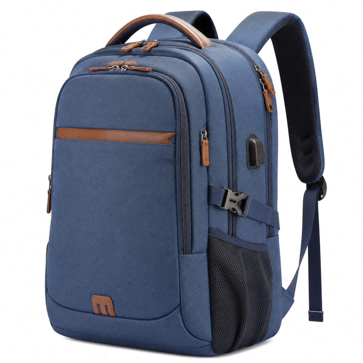 Zaino porta computer 32 x 18 x 48 cm in tessuto blu con tasche multiple per lavoro e viaggio