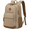 Zaino 30 x 18 x 45 cm in tessuto sintetico beige per scuola e lavoro con tasche multiple